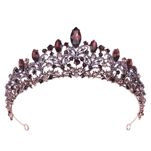Barocke Vintage-Tiara mit lila Kristallen und Roségold-Beschichtung für die Braut