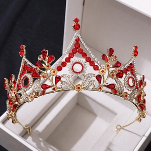 Luxury Baroque Bridal Crown Flower Tower Rhinestone Alloy Crystal Tiara For Wedding Party Pageant Women Hair Accessories