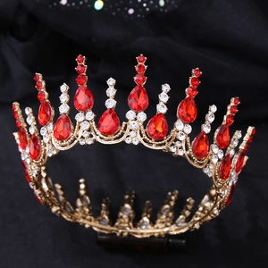 Luxueuse Tiare de Mariée Baroque Or Argent Alliage Strass Cristal Couronne Bandeau pour Mariage Fête d'Anniversaire Femme Bijoux