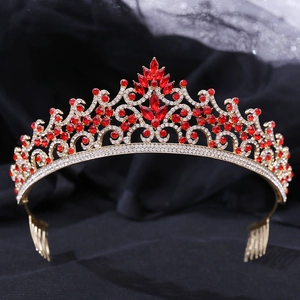 Baroque Bridal Crown Tiara For Wedding Party Luxurious Alloy Rhinestone Crystal Headpiece Vintage Women Hair Jewelry