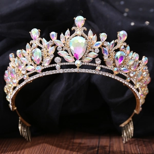 Luxueuse Couronne de Mariée Baroque Diadème en Cristal et Strass Peigne à Cheveux pour Femme Mariage Banquet Fête Accessoires