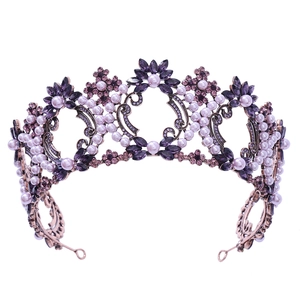 Luxury Baroque Bridal Crown Alloy Crystal Artificial Pearl Rhinestone Vintage Wedding Tiara Pageant Prom Party Hair Accessories For Women