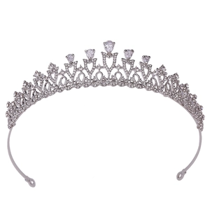 Luxury Alloy Flower Heart Bridal Crown Rhinestone Zirconia Tiara For Wedding Party Elegant Hair Accessories Jewelry For Women