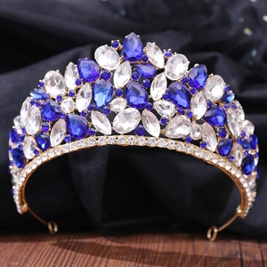 Luxus Europäische Vintage Braut Krone Legierung Strass Kristall Tiara Für Damen Hochzeit Geburtstag Party Pageant Haarschmuck