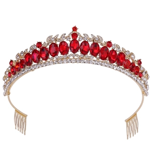 Diadème Couronne de Mariée Style Coréen Alliage Strass Cristal Artificiel Design Feuille Avec Peignes à Cheveux Bijoux de Mariage Femme
