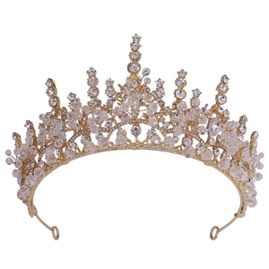 Luxurious gold bridal crown with sparkling crystals and rhinestones for weddings