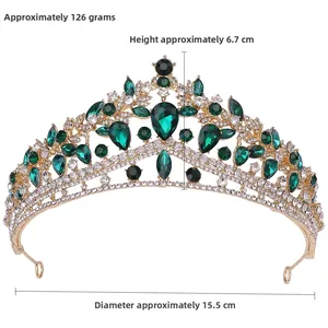 Luxury bridal crown detailed view with 15.5cm diameter and 6.7cm height measurements