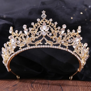 Luxueux Diadème de Mariée en Alliage de Strass Couronne Style Baroque Coiffe de Mariage pour Femmes Accessoires de Cheveux Cadeau