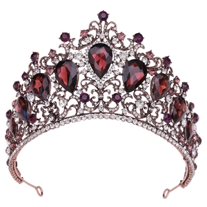 Couronne Baroque Vintage en Alliage Strass pour Femmes Mariage Fête Luxe Argent Cuivre Antique Diadème Mariée Bijoux Cheveux