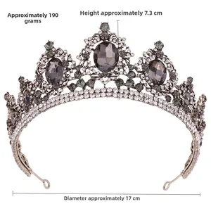 Baroque bridal crown dimensions detailed at 7.3cm height and 17cm diameter