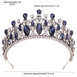 Detailed specs of baroque crystal crown with height 7.1cm and diameter 15.5cm
