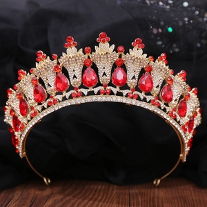 Vintage Baroque Alloy Rhinestone Bridal Crown Tiara For Women Wedding Pageant Party Luxury Hair Jewelry Accessories