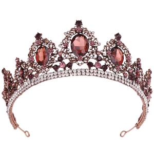 Baroque Vintage Bridal Crown Alloy Rhinestone Crystal Tiara Wedding Banquet Party Women Hair Accessories Jewelry Headpiece