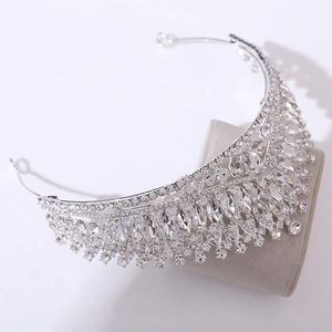 Luxurious silver bridal crown with shimmering crystal rhinestones for weddings and pageants