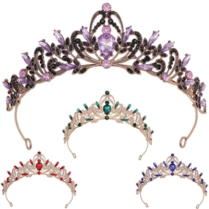 Baroque Alloy Rhinestone Bridal Crown Tiara For Women Wedding Birthday Party Forest Leaf Style Hair Accessories Decoration