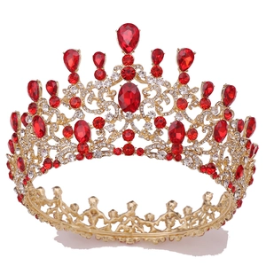 Luxe Palais Baroque Couronne Alliage Strass Coiffe Mariée Européenne Mariage Concours Tiara Motif Creux Accessoire Cheveux Femme