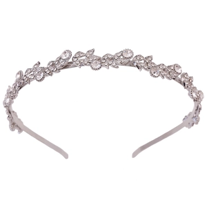Elegante Cerchietto in Lega con Foglie e Strass per Donna Accessori Capelli Sposa Matrimonio Festa Tiara in Cristallo Vintage