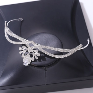Elegant bridal zircon crown headpiece with sparkling rhinestones for wedding ceremonies