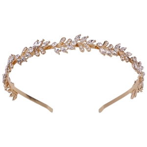 Elegante Cerchietto da Sposa in Lega con Strass a Foglia Oro Argento Corona da Principessa per Matrimonio Festa Fotografia Gioielli Donna