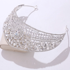 Exquisite bridal tiara with silver alloy and sparkling crystal rhinestones for weddings