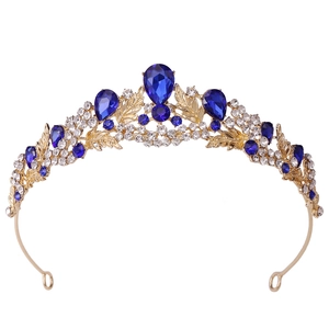 Couronne de Mariée de Luxe Diadème Alliage Strass Feuille Coiffe Pour Femmes Fête Banquet Concours Accessoires de Cheveux