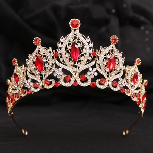 Couronne de Mariée en Alliage de Strass Baroque de Luxe Diadème Vintage Or Argent Couleur Accessoires Cheveux Mariage Femme