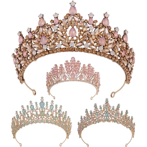 Luxueuse Couronne de Mariage Baroque en Cristal pour Mariée Diadème en Strass Or Argent Pierres Colorées Accessoires Cheveux Femme