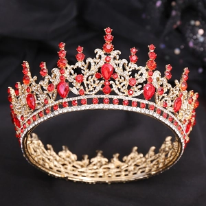 Baroque Round Bridal Crown European Style Rhinestone Wedding Headpiece Gold Silver Crystal Tiara For Bride Women Hair Accessories