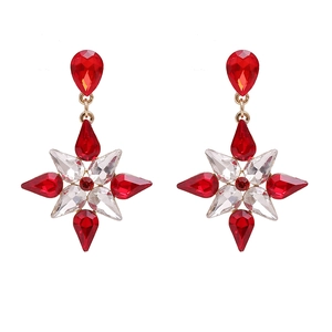 Luxury Alloy Crystal Snowflake Dangle Earrings For Women Fashion Star Geometric Rhinestone Drop Earrings For Party Jewelry