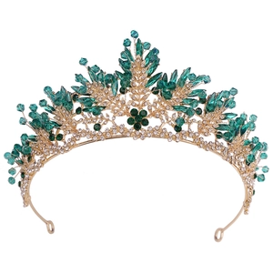 Luxueuse Couronne de Mariage en Alliage de Cristal Diadème Vintage Or Argent Feuille Strass Bijoux de Mariée