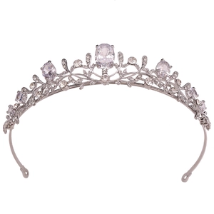 Couronne de Mariée en Zirconium AAA Alliage Strass Diadème de Mariage Or Argent Bandeau Princesse Accessoires de Cheveux Fête
