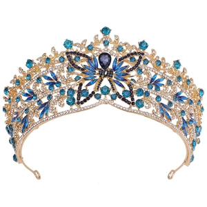 Luxueuse Couronne de Mariée Baroque Papillon Diadème Alliage Cristal Strass Coiffe pour Mariage Anniversaire Fête Femme Bijoux Accessoire