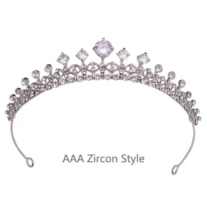 Élégante Couronne de Mariée en Alliage Zircon AAA Strass Accessoires Cheveux Mariage pour Femmes Fête d'Anniversaire