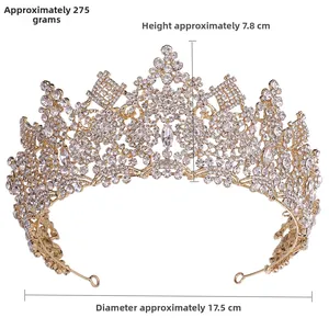 Détails de la couronne de mariée : poids 275g, hauteur 7,8cm, diamètre 17,5cm avec strass