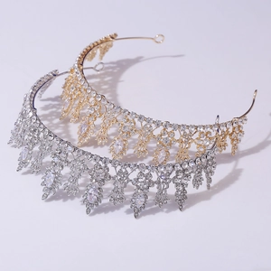 Couronne de mariée élégante en zircon argent et or pour mariages et soirées formelles