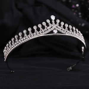 Elegant bridal tiara with sparkling AAA cubic zirconia crystals on polished silver metal frame