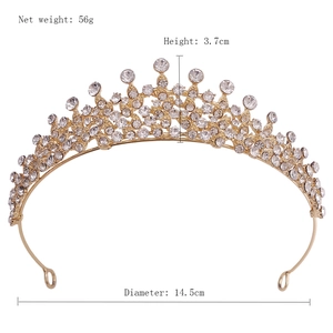 Vue détaillée du diadème de mariée montrant la hauteur 3,7 cm et le diamètre 14,5 cm