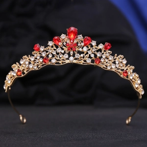 Baroque Rhinestone Bridal Crown Tiara For Women Vintage Alloy Crystal Wedding Party Pageant Hair Accessories Jewelry
