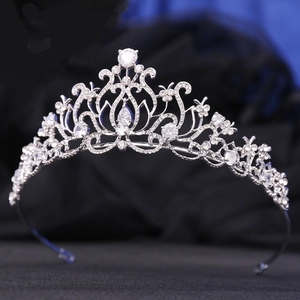 Bridal Wedding Crown Lotus Flower Inlaid Zirconia Alloy Tiara For Women Birthday Pageant Party Hair Accessories
