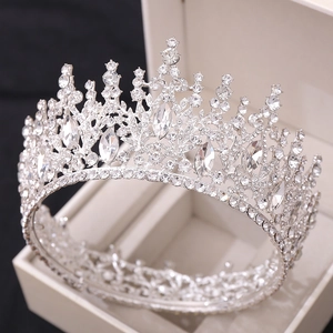 Elegant bridal crystal crown with sparkling rhinestones in a luxury gift box