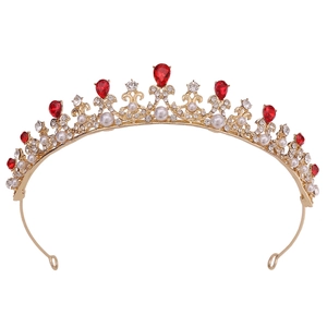 Vintage Girls Princess Crown Tiara Alloy Rhinestone Artificial Pearl Kids Headband For Wedding Birthday Party Hair Accessories