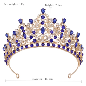 Luxurious bridal crown details with weight 145g, height 7.4cm and diameter 15.5cm