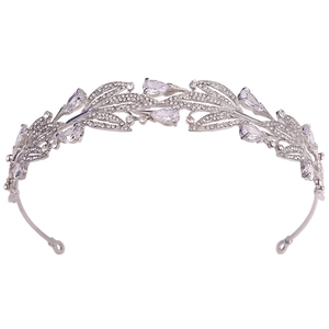 Luxury Alloy Zirconia Leaf Bridal Crown Elegant Rhinestone Wedding Tiara Princess Headpiece Hair Jewelry For Women Banquet