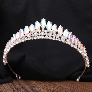 Élégante Couronne de Mariée en Alliage Strass Diadème Forme de Feuille Accessoires de Cheveux Mariage Fête Femme Or Argent