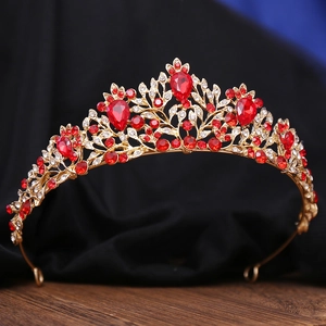 Baroque Alloy Rhinestone Crown Tiara For Women Wedding Dress Accessories Luxury Colorful Crystal Bridal Headpiece Party Jewelry