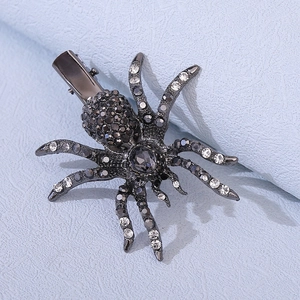 Halloween Spin Haarclip Gunmetal Zwart Legering Strass Gothic Eendebek Clip Mode Punk Haaraccessoires Voor Vrouwen Feest Sieraden