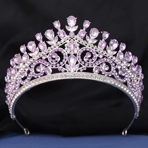 Luxueuse Tiare de Mariée en Alliage avec Strass Style Baroque Couronne en Goutte d'Eau pour Femme Bijoux de Mariage Bal Fête d'Anniversaire