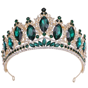 Baroque Luxueux Couronne Mariée Alliage Incrusté Strass Tiara Pour Mariage Concours Fête Femme Accessoires Cheveux