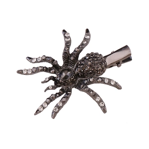 Glinsterende spinnen haarclip met strassteentjes en zwarte metalen basis voor Halloween-kapsels