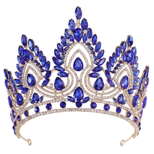 Baroque Luxurious Pageant Crown For Women Alloy Rhinestone Bridal Tiara Wedding Party Hair Accessories Gold Silver Plated
